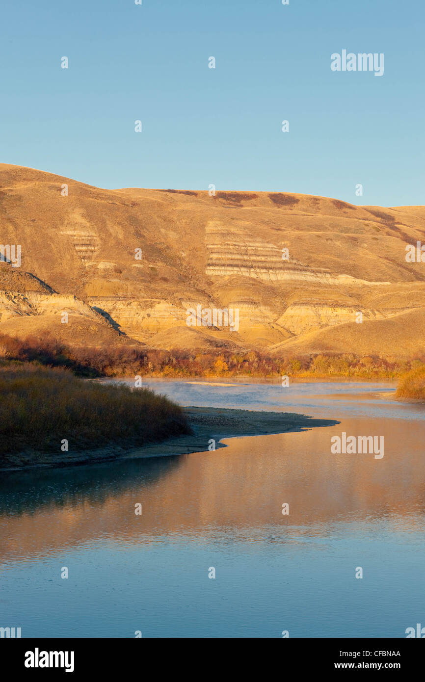The Red Deer River running through The Badlands, East Coulee, Alberta