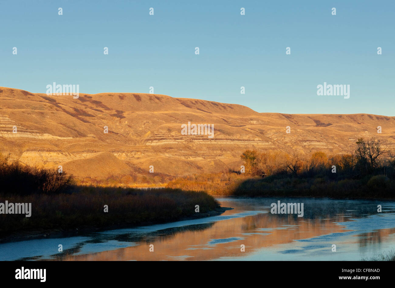 The Red Deer River running through The Badlands, East Coulee, Alberta