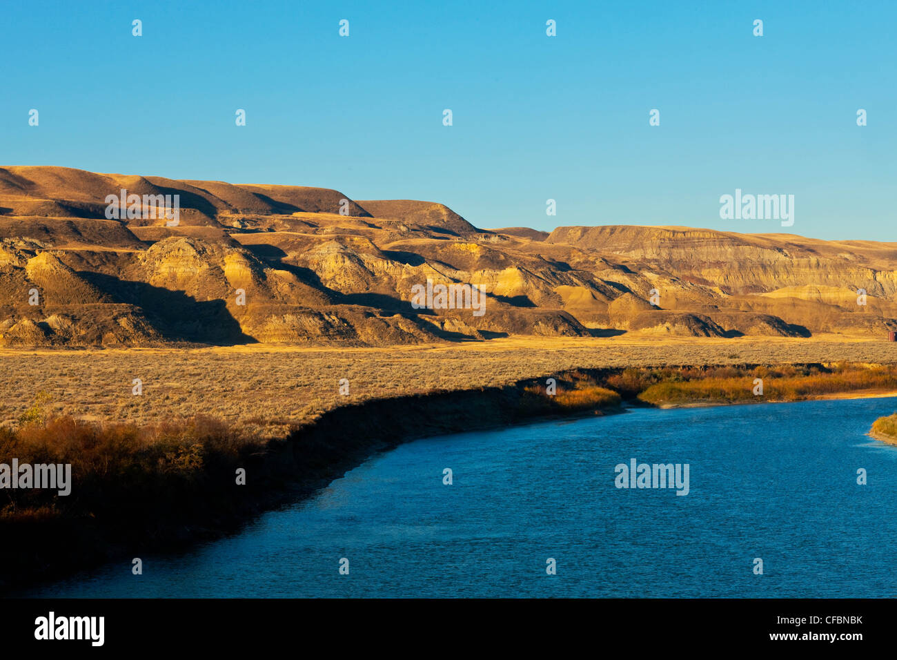 The Red Deer River running through The Badlands, East Coulee, Alberta