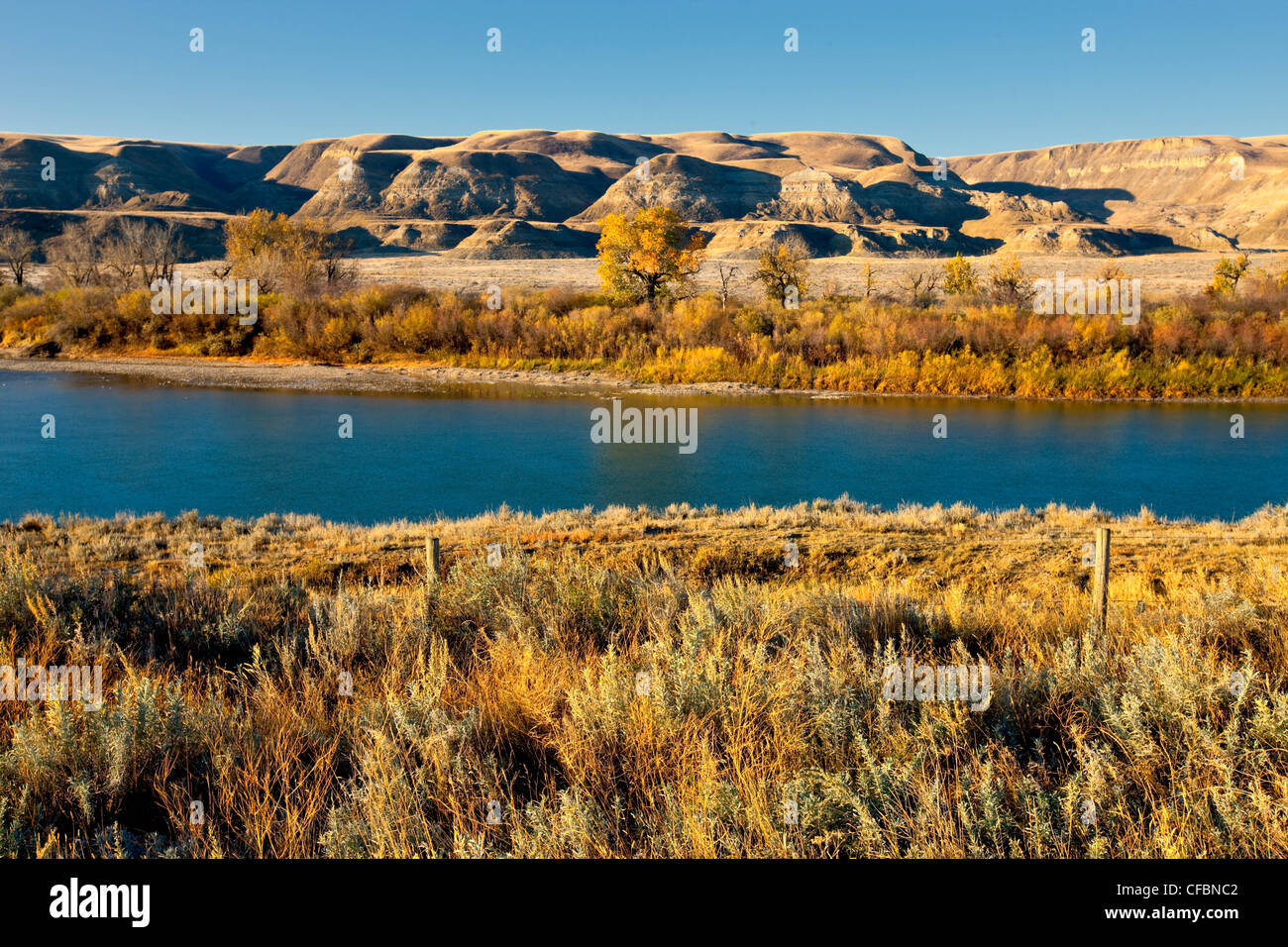 The Red Deer River running through The Badlands, East Coulee, Alberta
