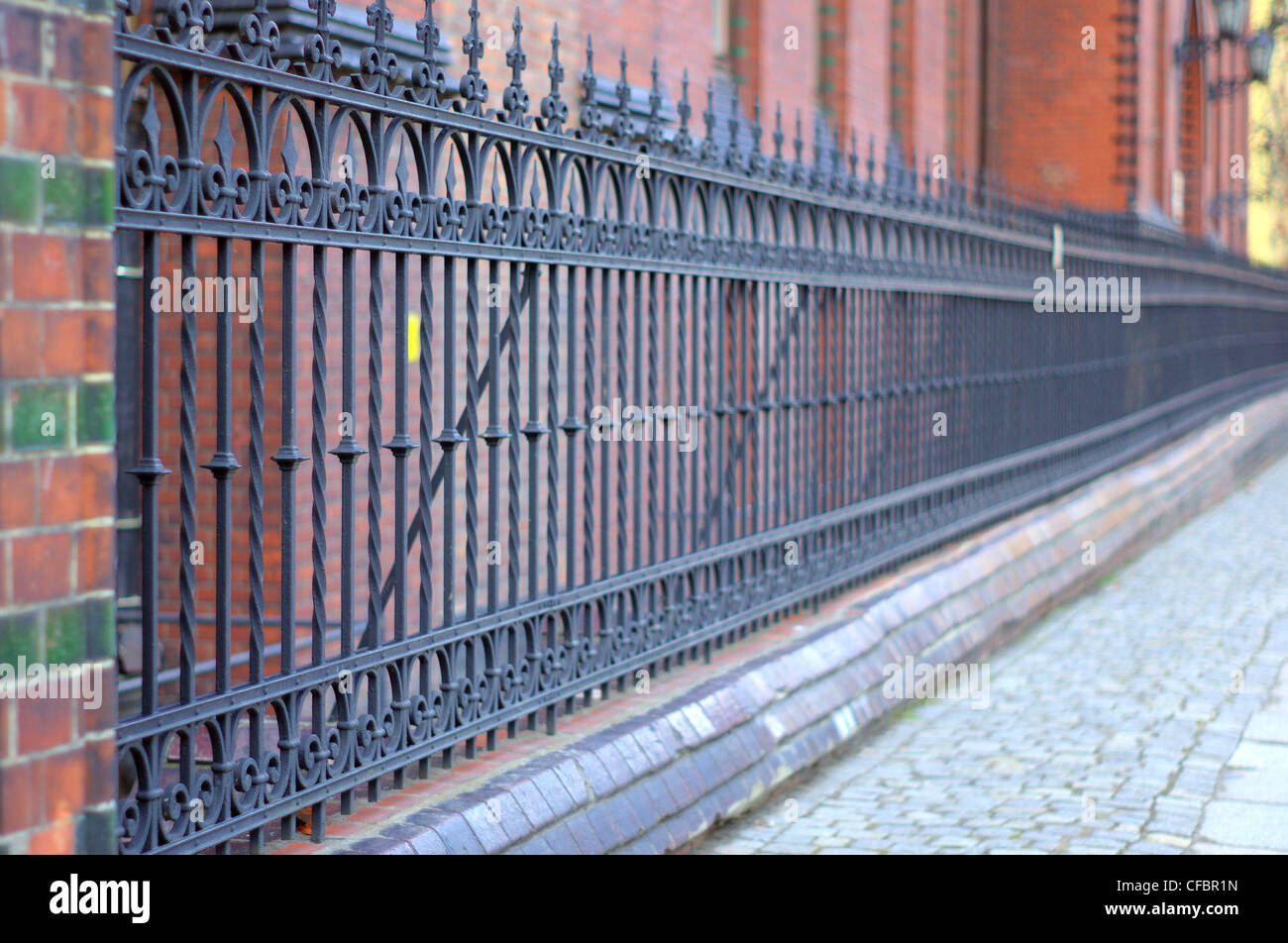 Old iron fence Wroclaw Ostrow Tumski Stock Photo
