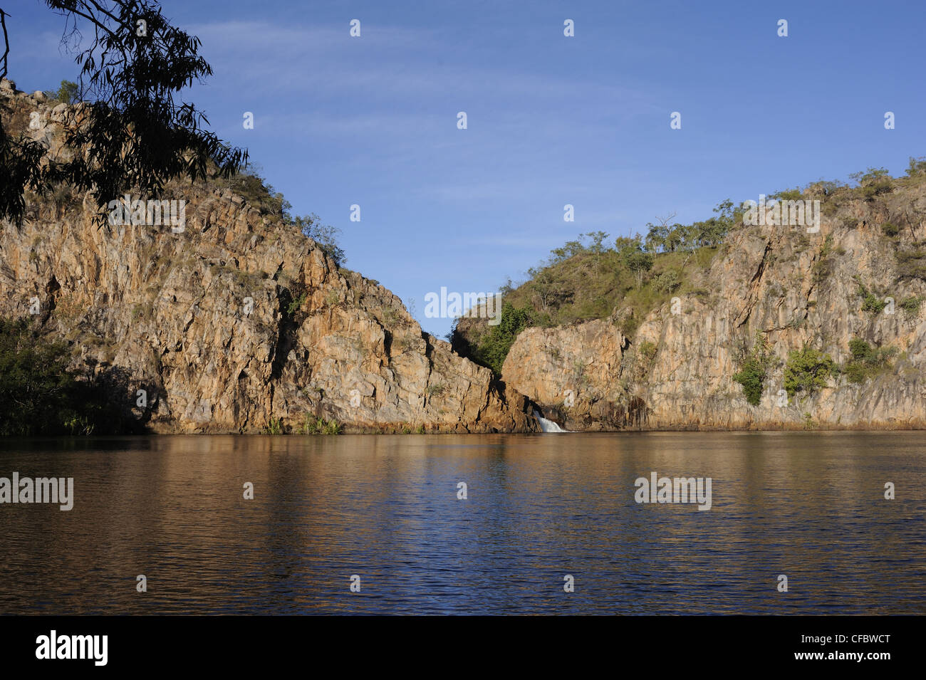 Lake, pond, rocks, rock faces, waterfall, Kathrine Gorge, Nitmiluk National Park, Northern Territory, Australia Stock Photo