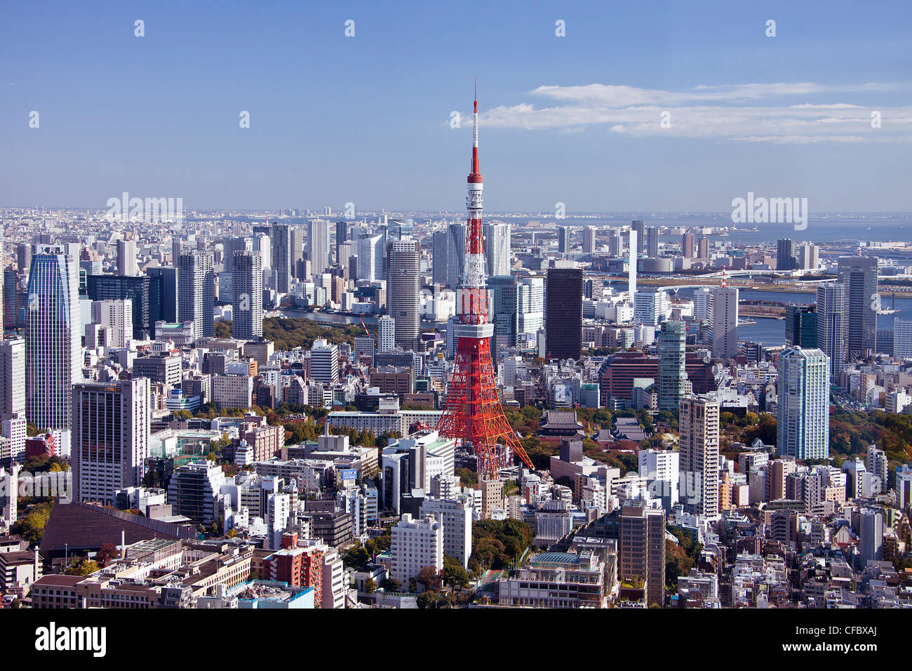 Japan, Asia, Tokyo, city, Tokyo Skyline, Tokyo Tower, architecture, big, buildings, city, huge, metropolis, skyline, tower, trav Stock Photo