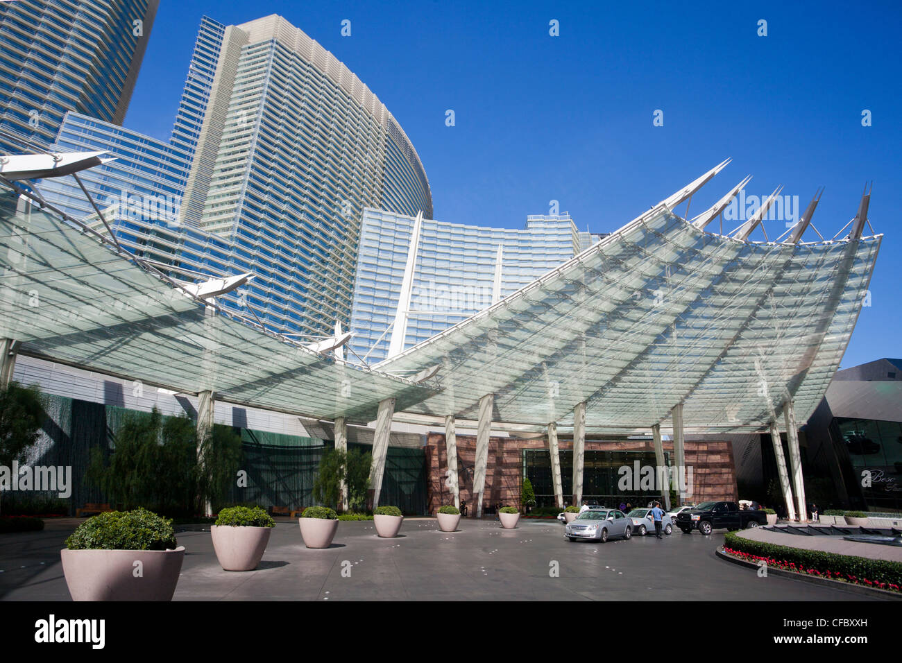 USA, United States, America, Nevada, Las Vegas, City, City, centre, Aria Resort, Crystals Hotel, crystal, entrance, futuristic, Stock Photo