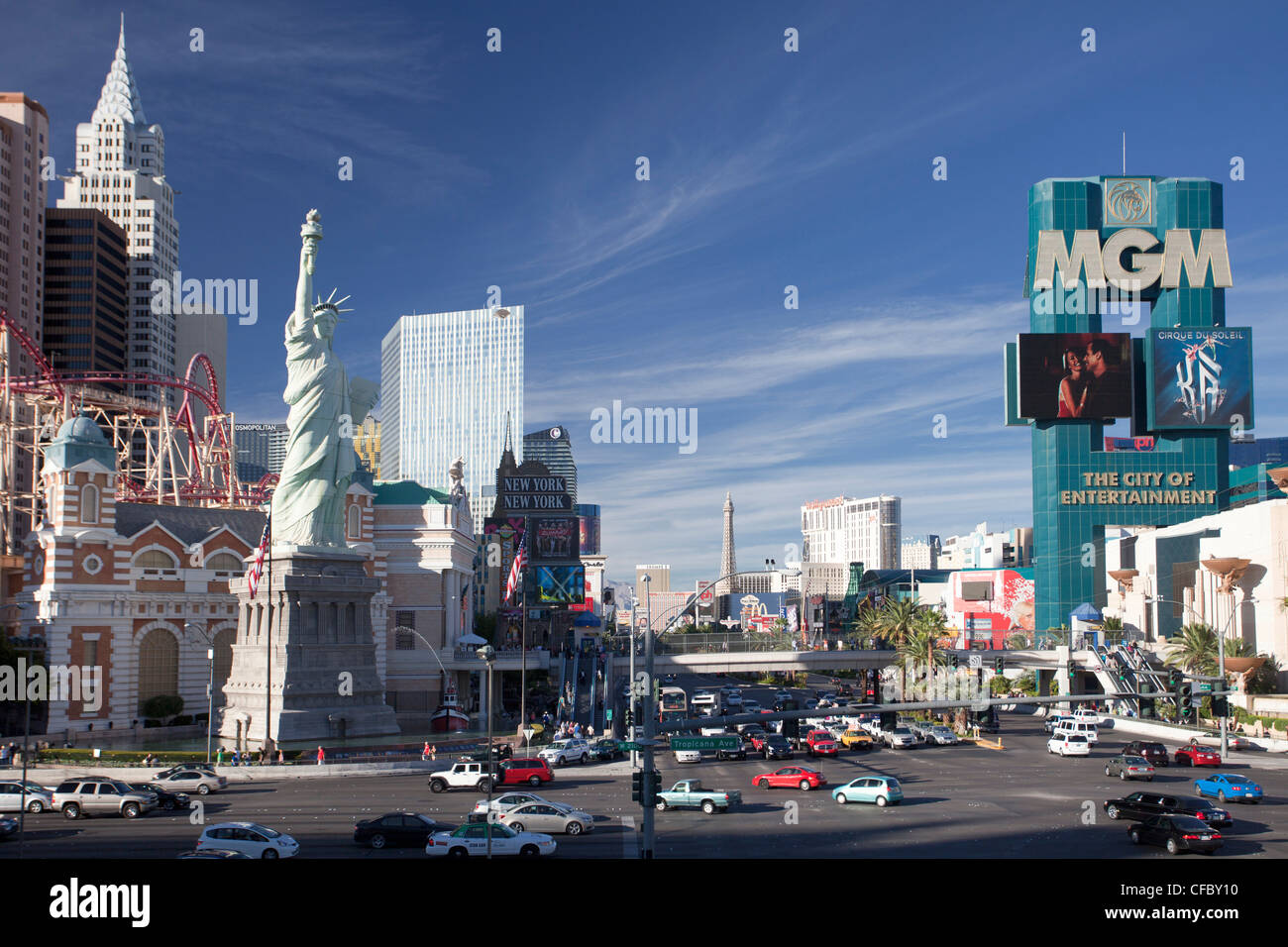 USA, United States, America, Nevada, Las Vegas, City, Strip, Avenue, New York New York, Hotel, architecture, busy, casino, colou Stock Photo