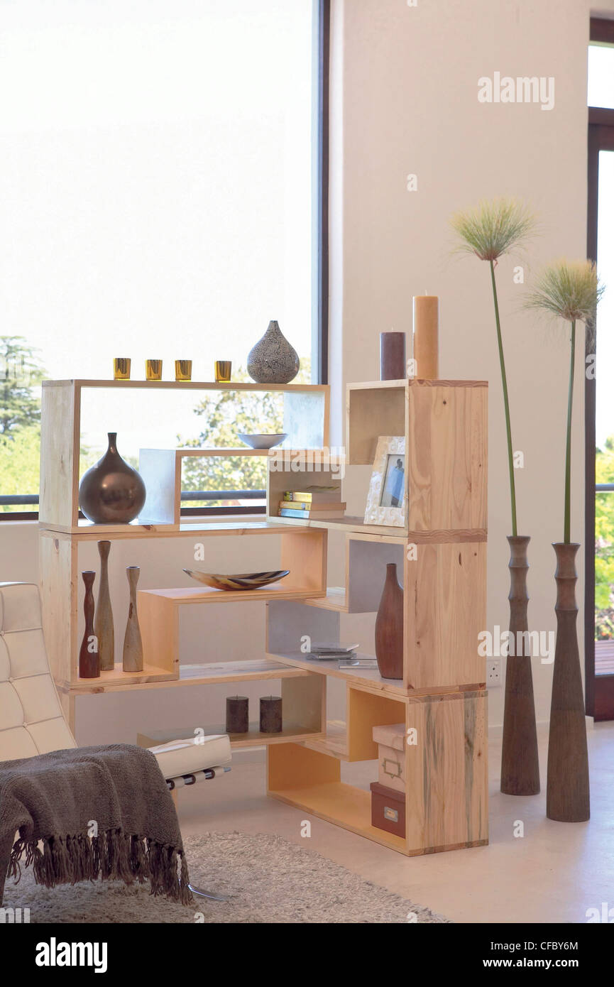 Watch that space This stacked shelf unit makes an ideal room divider