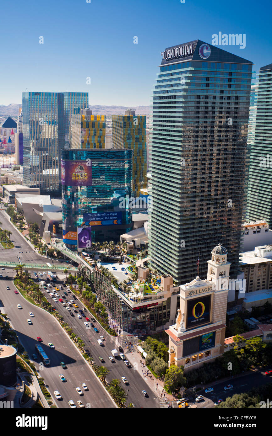 USA, United States, America, Nevada, Las Vegas, City, Strip, Avenue, casinos, center, long, modern, new, road, skyline, skyscrap Stock Photo