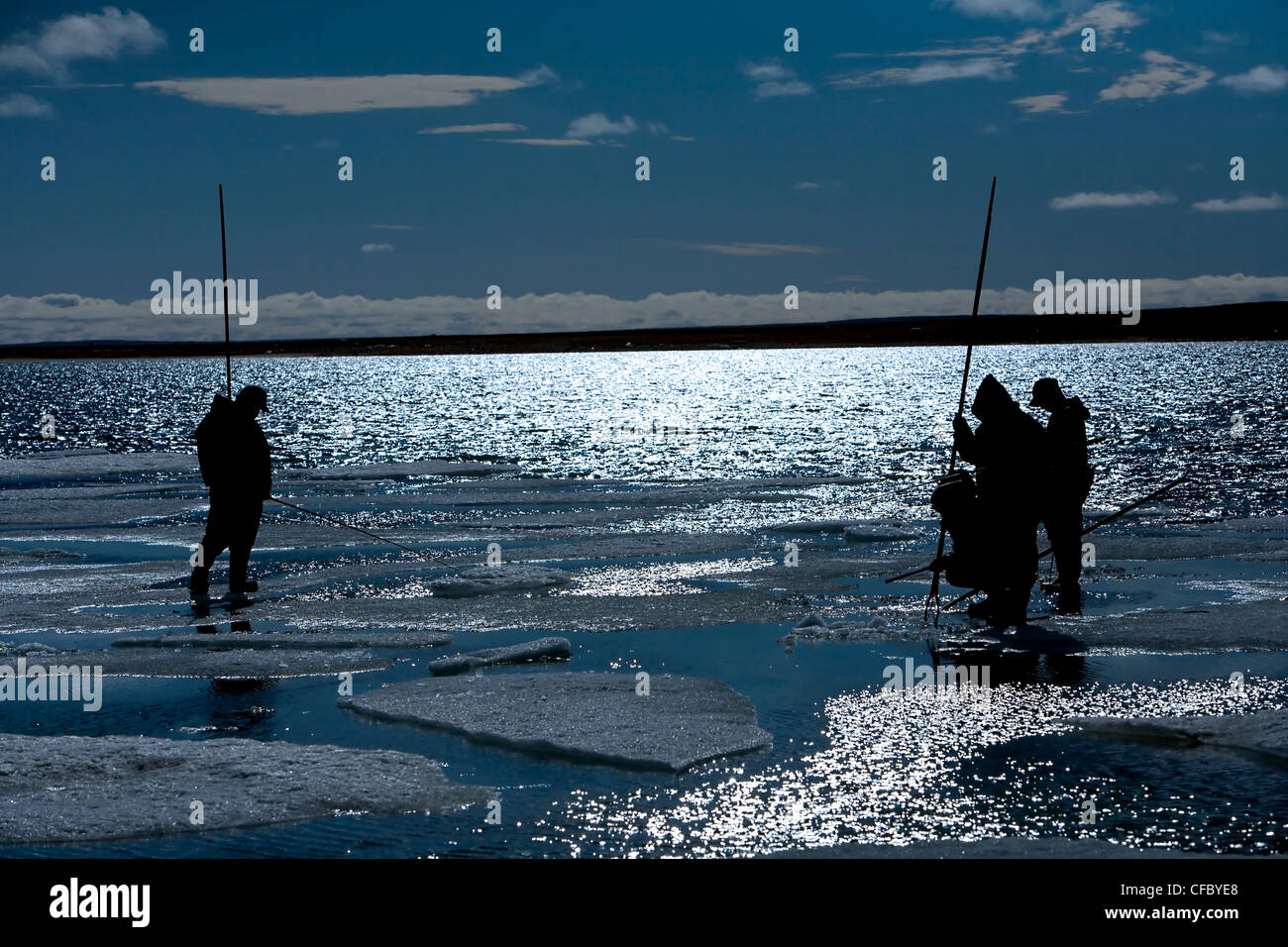 Fishing in harbour, Gjoa Haven, King William Island, Nunavut, Canada