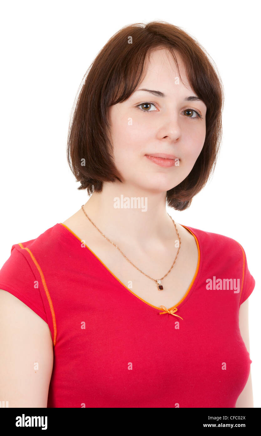 Portrait of a beautiful girl isolated on white background Stock Photo ...