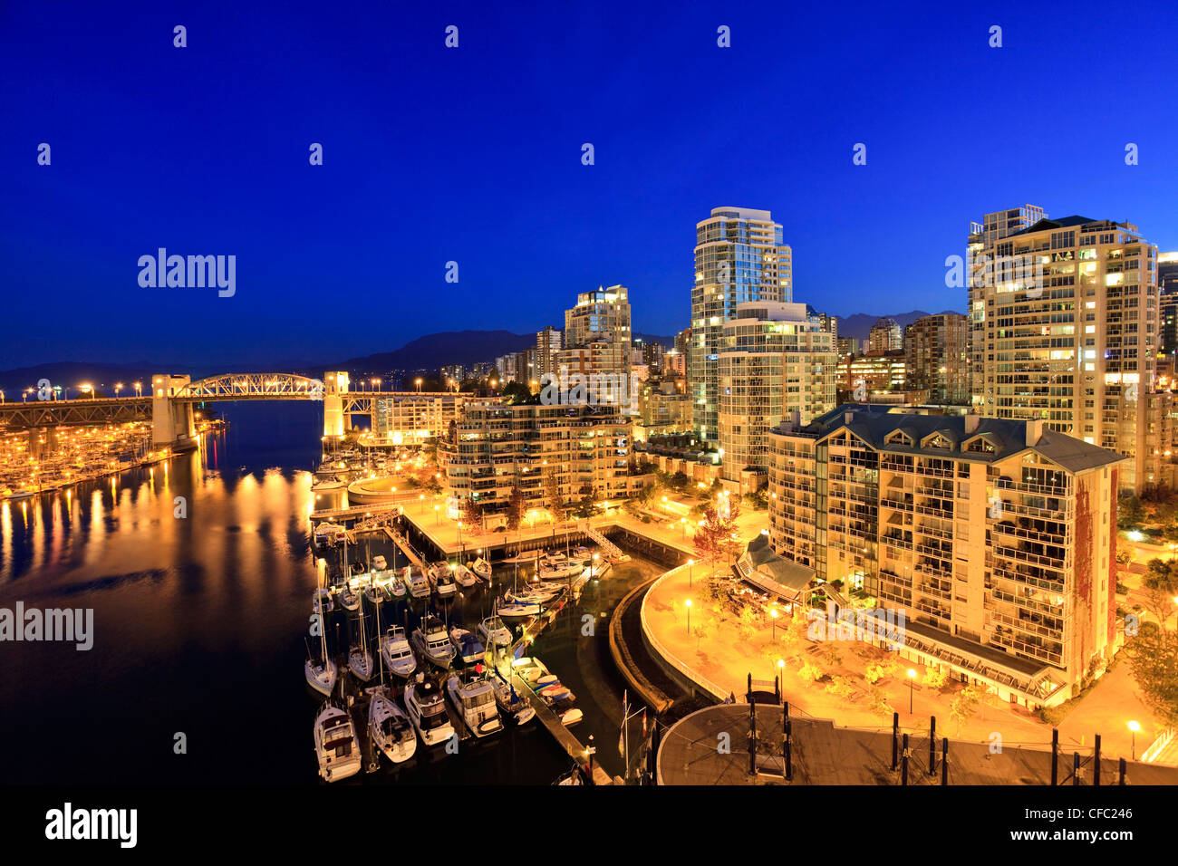 The West End neighbourhood of Vancouver and the Burrard Street Bridge