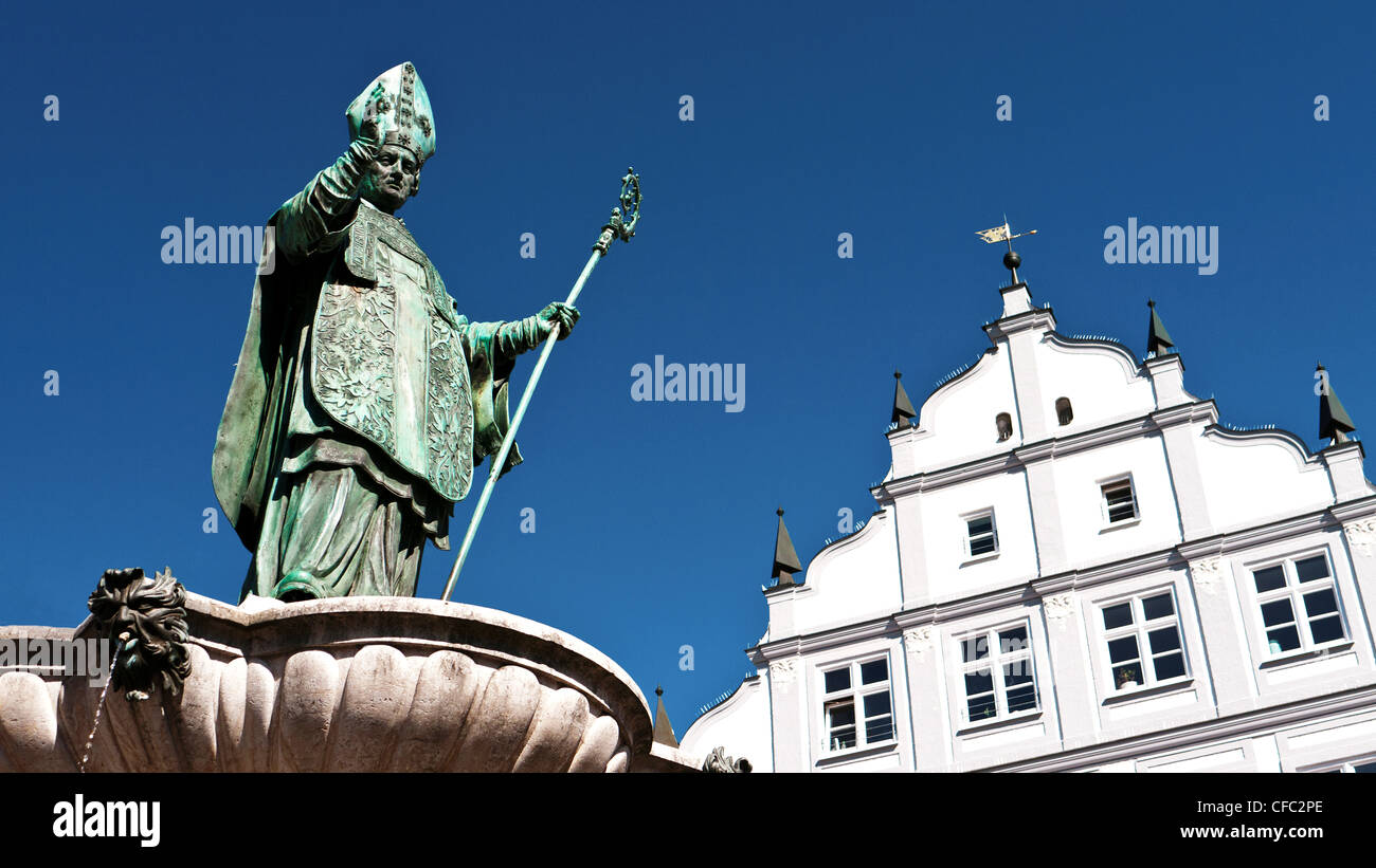 Bavaria, Upper Bavaria, fountain, fountain figure, Germany, Eichstätt, St. Willibald, Sankt Willibald, patron saint, Willibaldsb Stock Photo