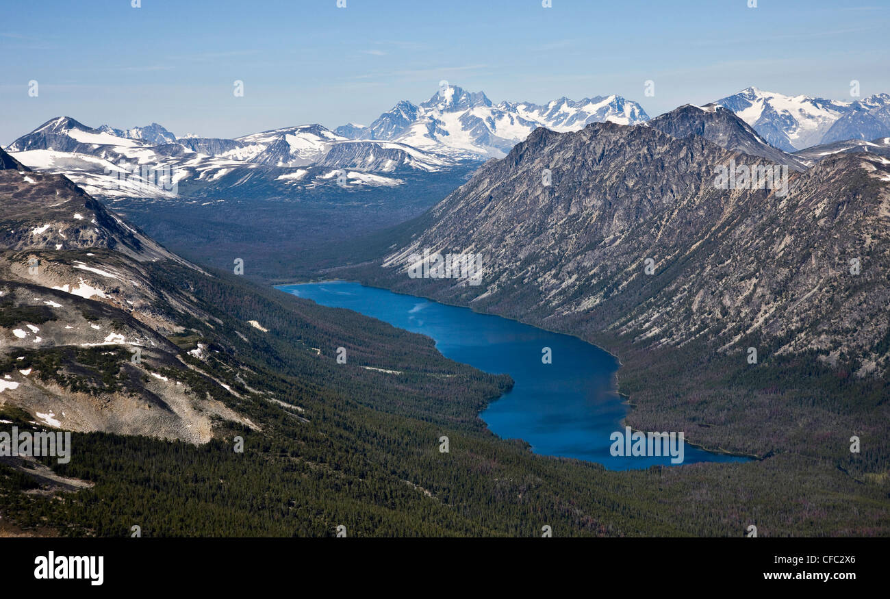Aerial view in the Charlotte Alplands within the Chilcotin region of British Columbia Canada Stock Photo