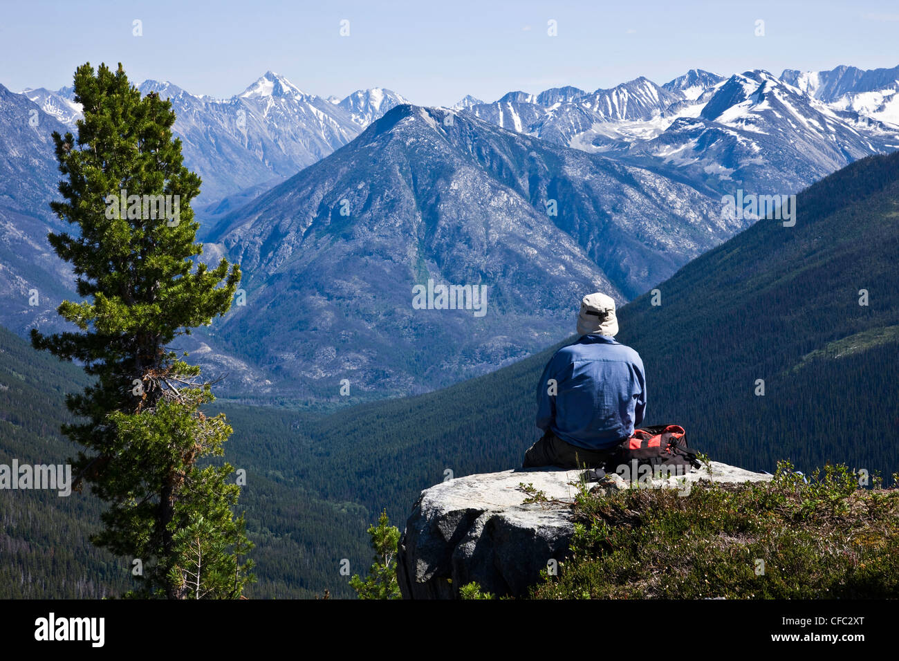 Hiking imagery made in the Charlotte Alplands within the Chilcotin region of British Columbia Canada Stock Photo