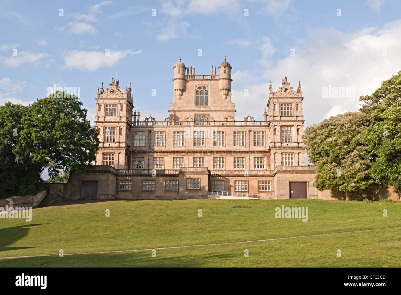 Wollaton Hall in Nottingham on a sunny summers day, recently used to film the Batman film Stock Photo