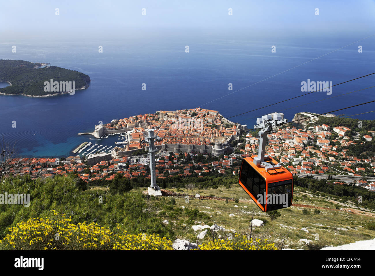 New Cable Car, Old Town, Dubrovnik, Dubrovnik Neretva county, Dalmatia, Croatia Stock Photo