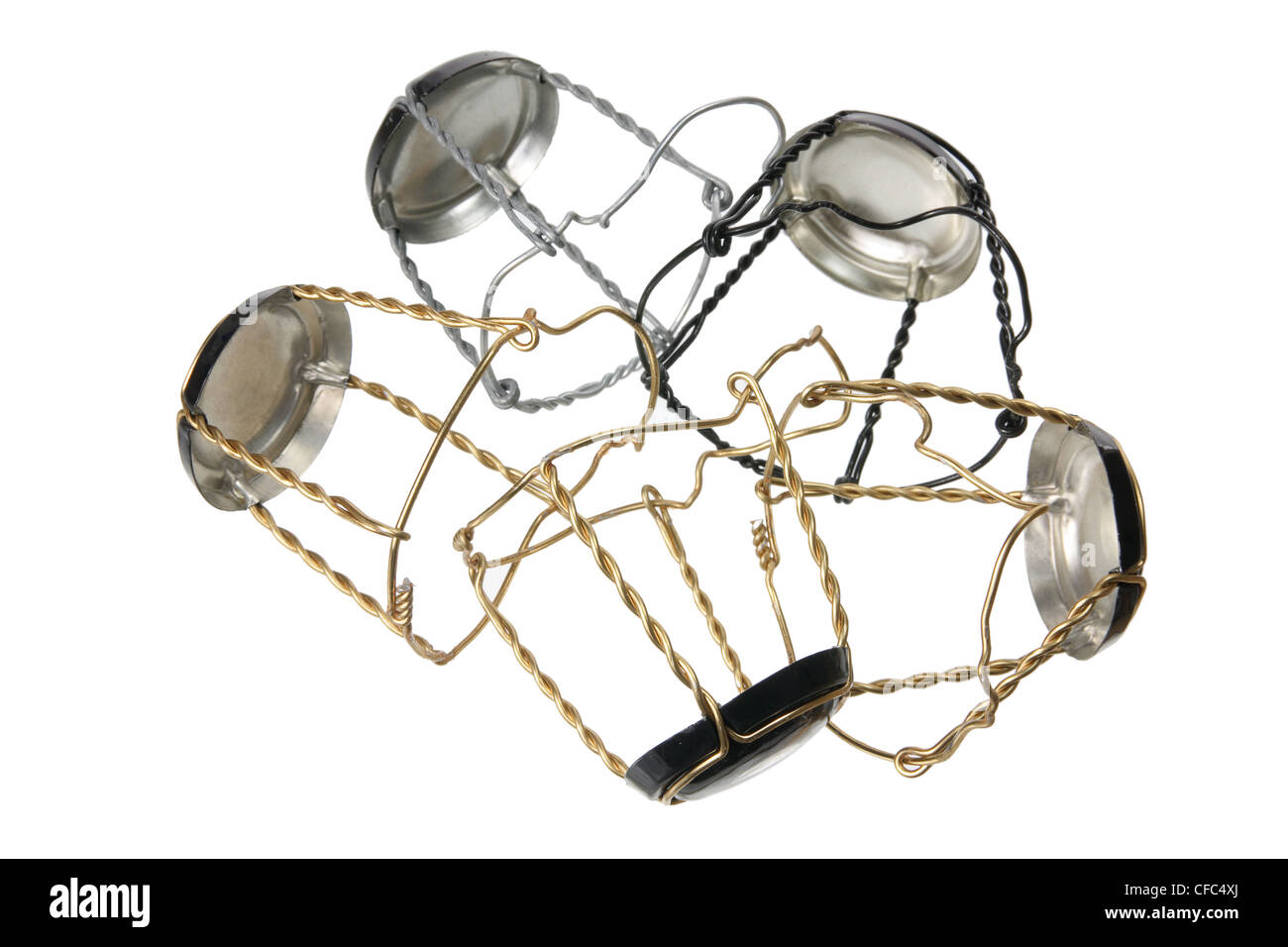 Champagne Bottle Wire Caps Stock Photo Alamy