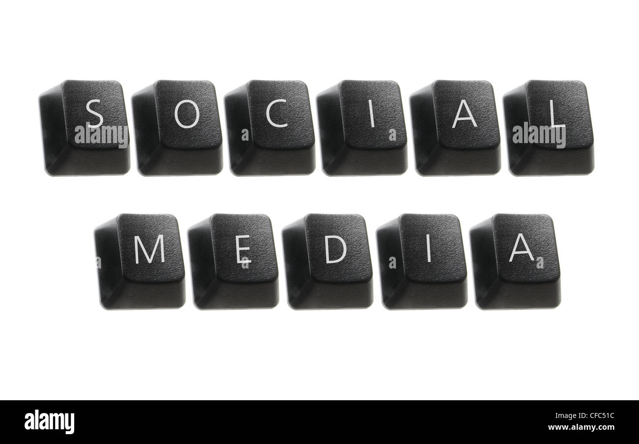 Social Media Concept with Computer Keys Stock Photo