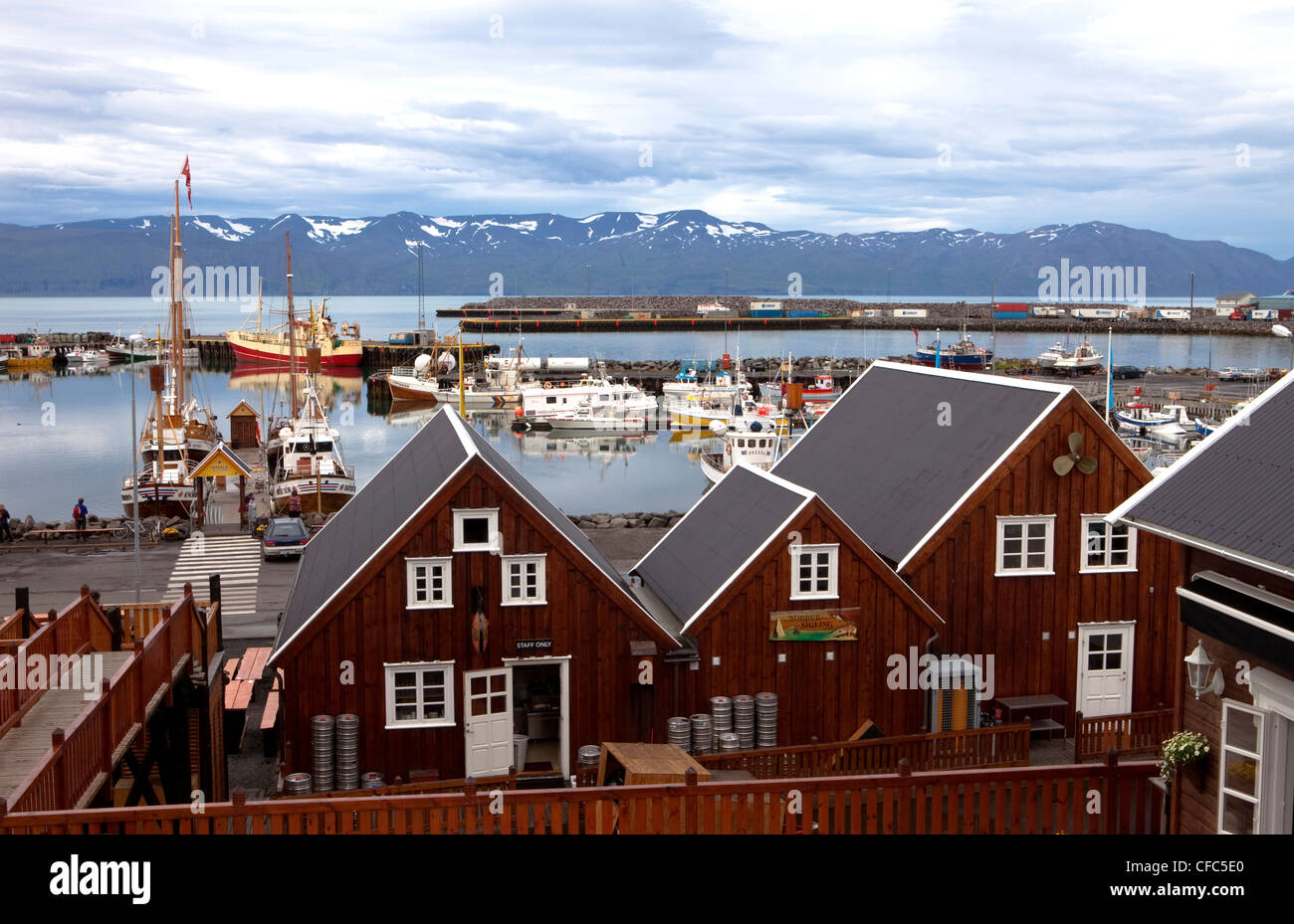 Fleet of Whale Watching Boats, Husavik, Iceland Stock Photo - Alamy
