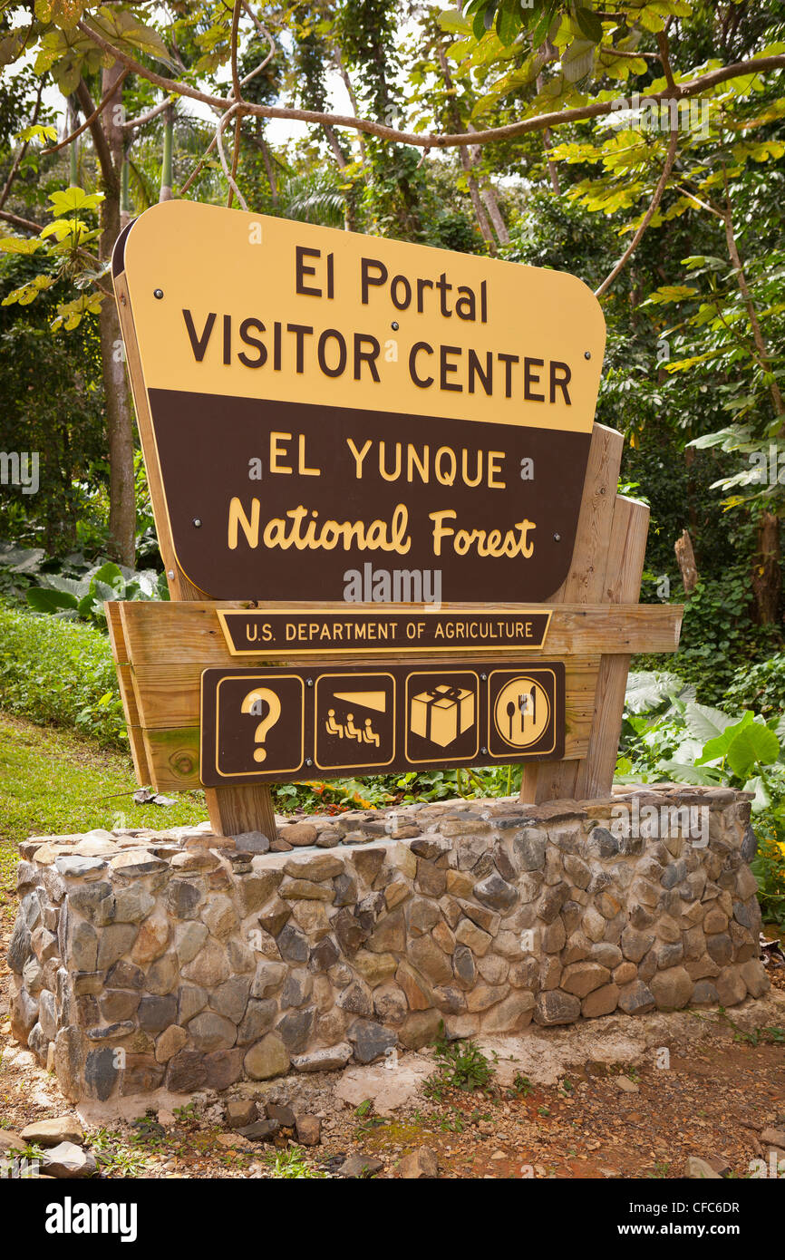 El Yunque National Park - El Yunque National Forest Puerto Rico El Portal Visitor Center Sign CFC6DR 