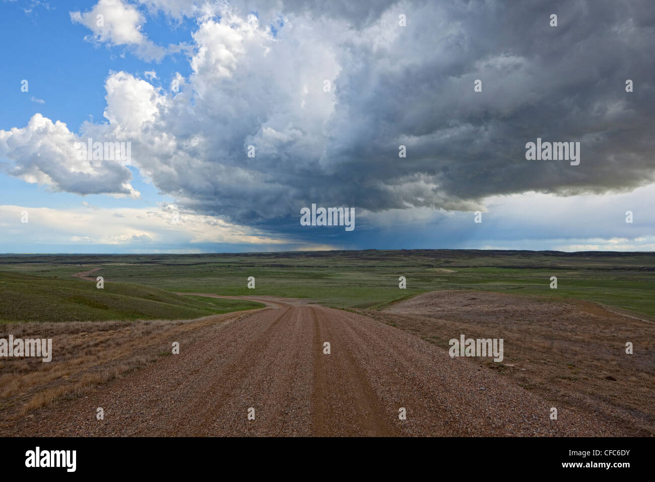 Thunderstorm over the Frenchman River Valley in Grasslands National Park, Saskatchewan, Canada. Stock Photo