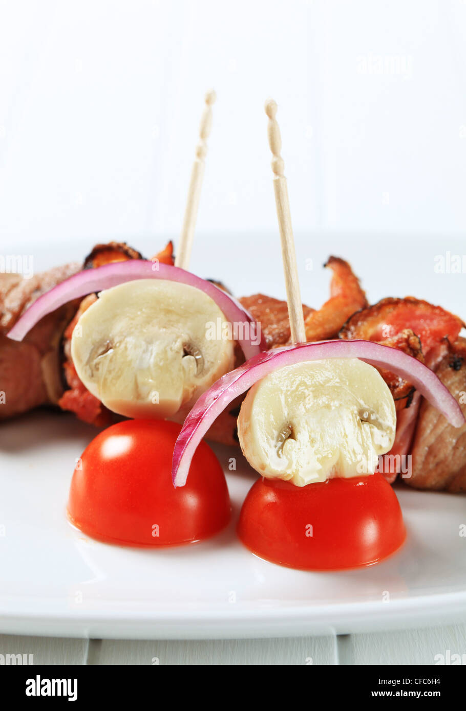 Vegetarian bitesized appetizers on sticks Stock Photo Alamy