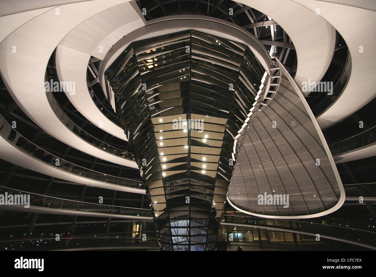 Inside the Reichstag Dome at night, Berlin, Germany, Europe Stock Photo