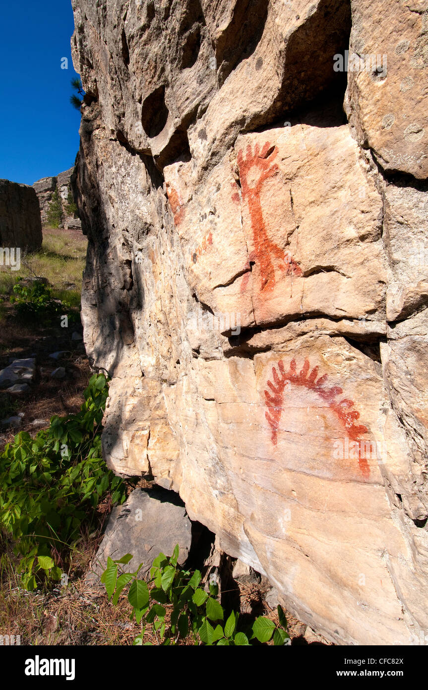 Pictographs, Vaseux Lake Provincial Park, southern Okanagan Valley, British Columbia Stock Photo