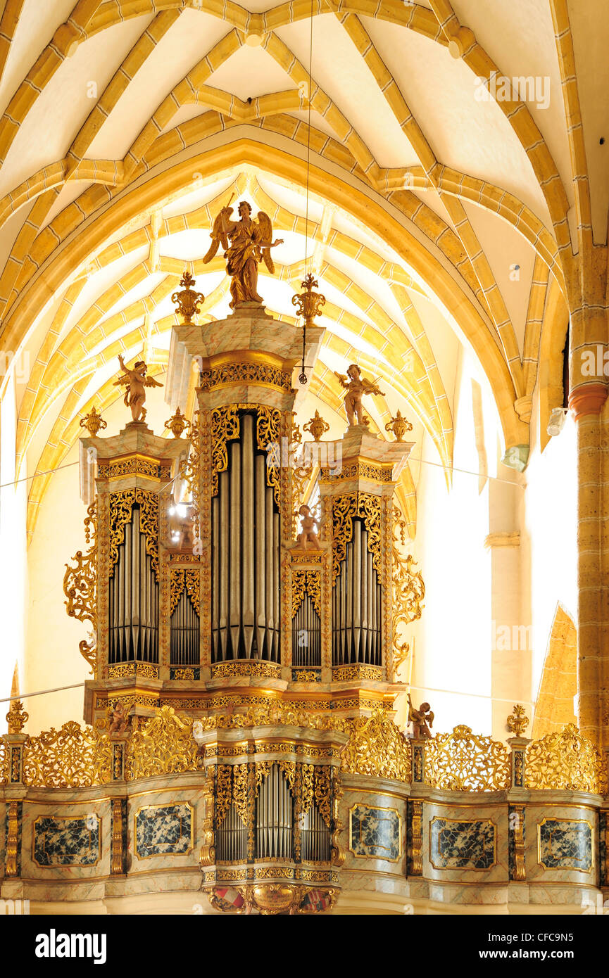 Pipe organ in late Gothic church Maria Saal, Maria Saal, Carinthia, Austria, Europe Stock Photo