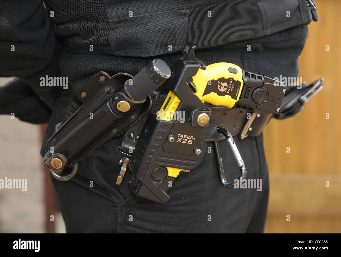 Taser X26 ECD (Electronic Control Device) as used by law enforcement officers and armed forces. Taser is classed as a handgun Stock Photo