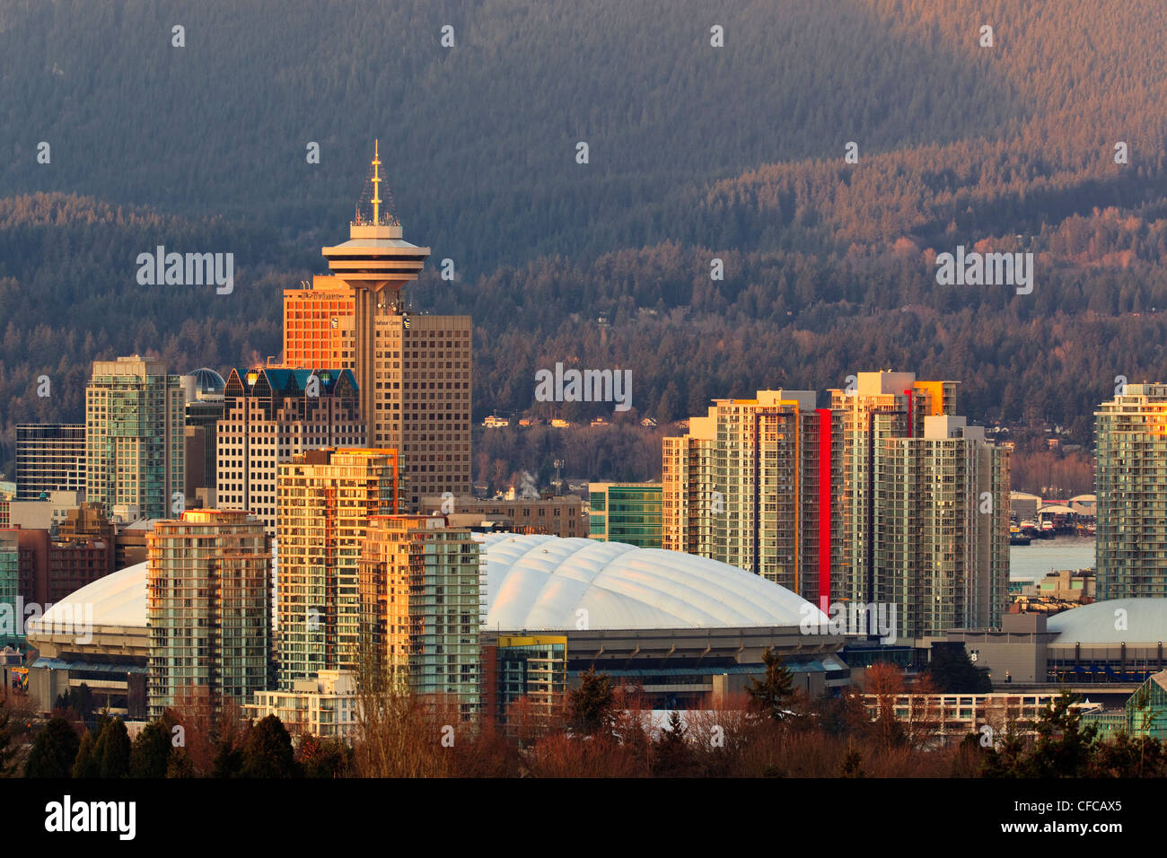 Downtown Vancouver with BC Place Stadium, December 2009. Vancouver