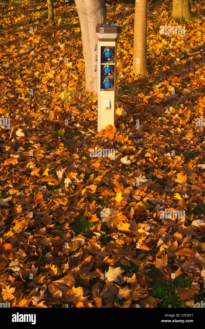 caravanning, caravan, autumn, leaves, colours Stock Photo