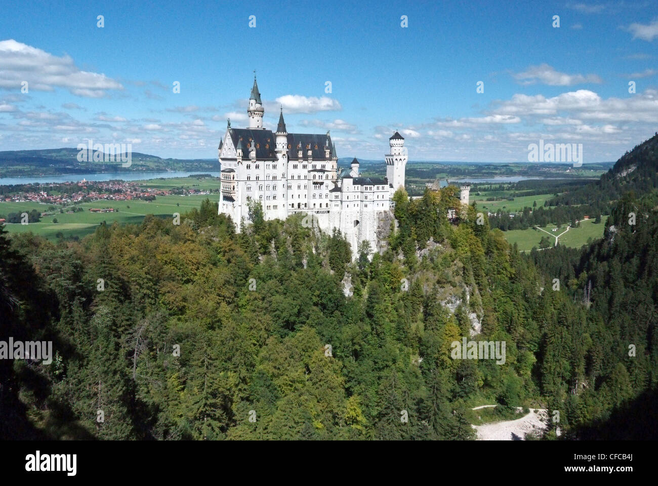 Germany, Ludwig II, Bavaria, Neuschwanstein, castle, Ostallgäu, Allgäu, Romanesque, Revival palace, Schwangau, Bavaria Stock Photo
