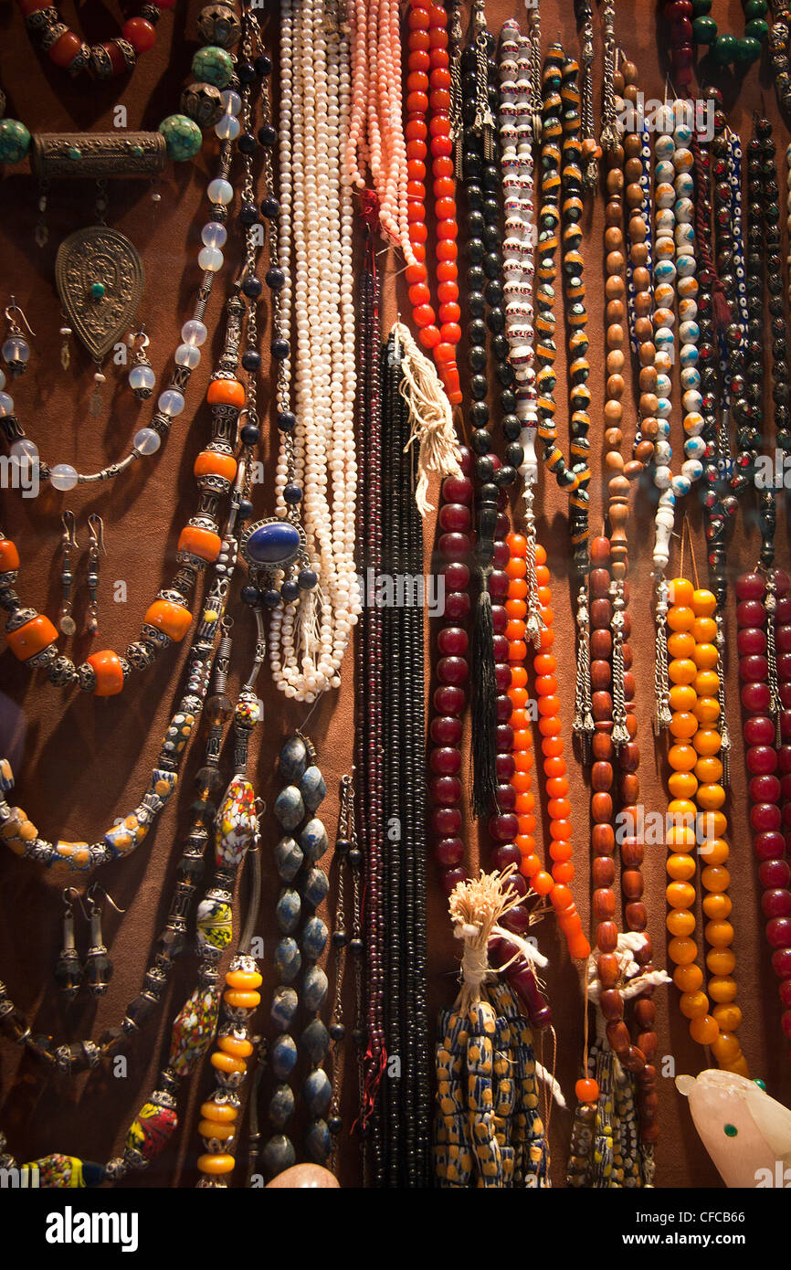 Beads and necklaces on sale in a souk in Cairo Stock Photo - Alamy