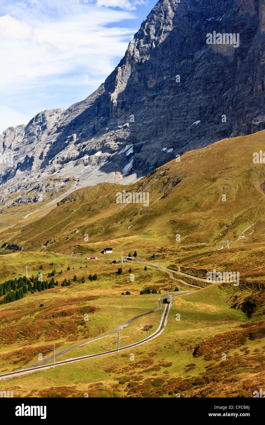 Kleine Scheidegg, Switzerland, mountains, train, canton Berne, Bernese Oberland, Eiger Stock Photo