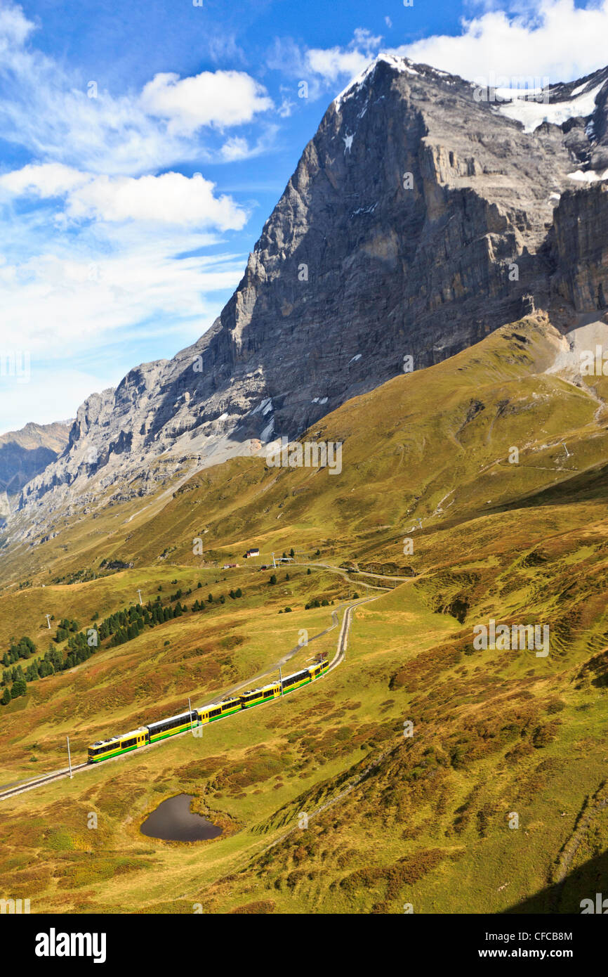 Kleine Scheidegg, Switzerland, mountains, train, canton Berne, Bernese Oberland, Eiger Stock Photo