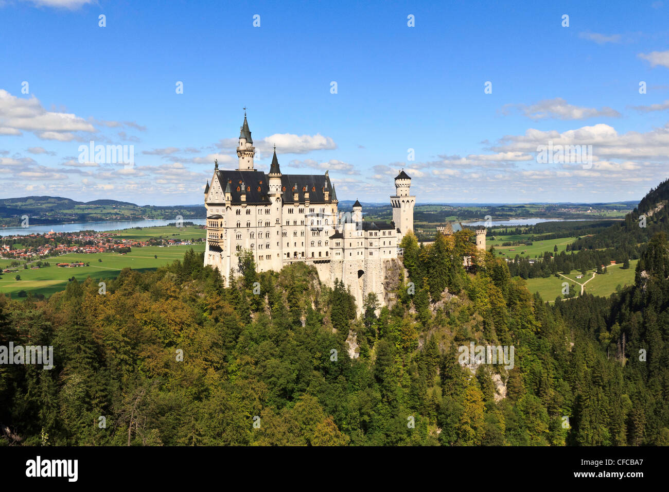 Germany, Ludwig II, Bavaria, Neuschwanstein, castle, Romanesque, Revival palace, Schwangau, Bavaria Stock Photo