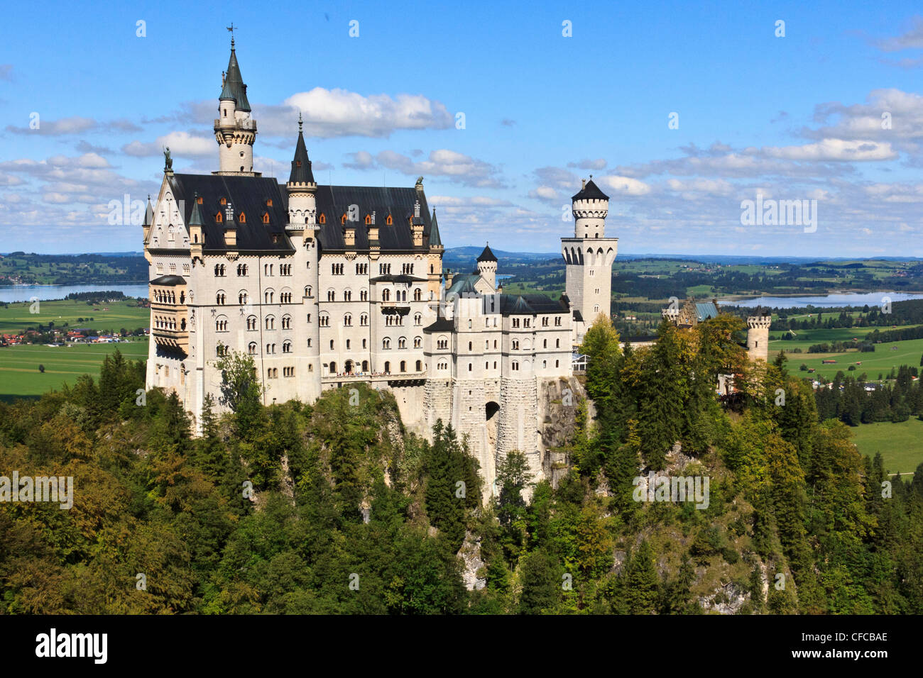 Germany, Ludwig II, Bavaria, Neuschwanstein, castle, Romanesque, Revival palace, Schwangau, Bavaria Stock Photo