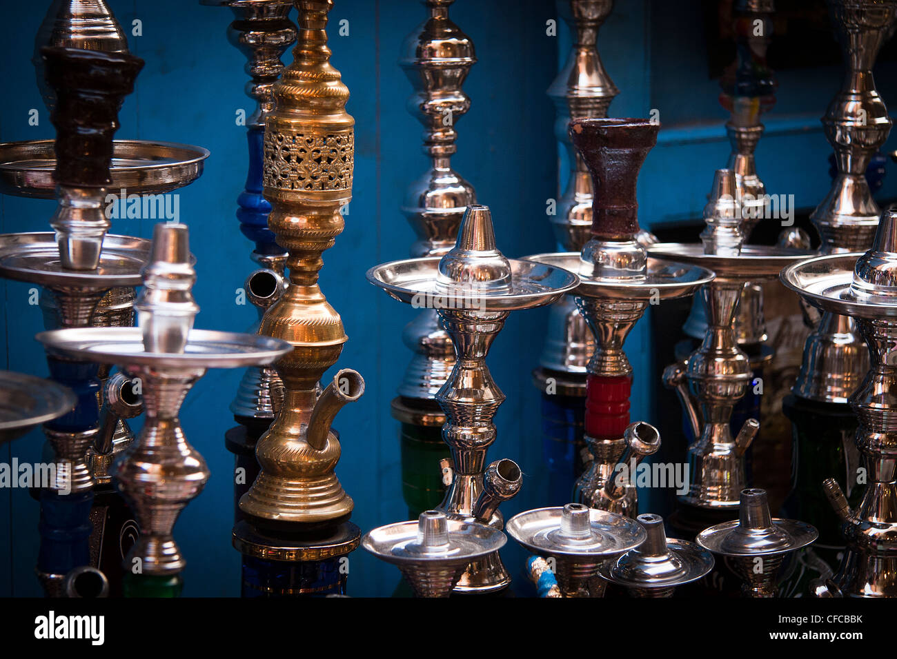 Hubbly Bubbly pipes in a Cairo market in Egypt Stock Photo Alamy