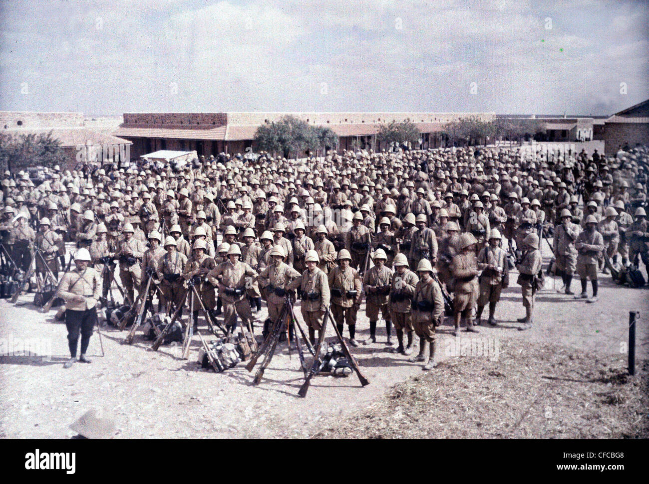 garrison, Medenine, Tunisia, French, column, Zouaves, Tripolitaine, World War I, War, World War, 1914-1918, Northern Africa, 191 Stock Photo