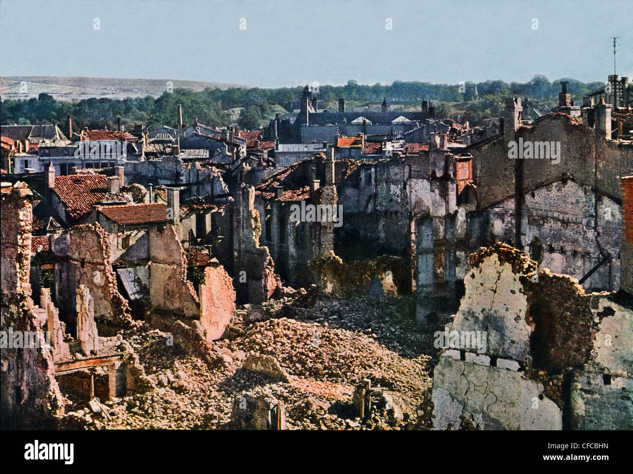 City, street, Verdun, bombing, Battle, Verdun, Western Front, World War I, War, World War, Europe, 1914-1918, France, 1916, Auto Stock Photo