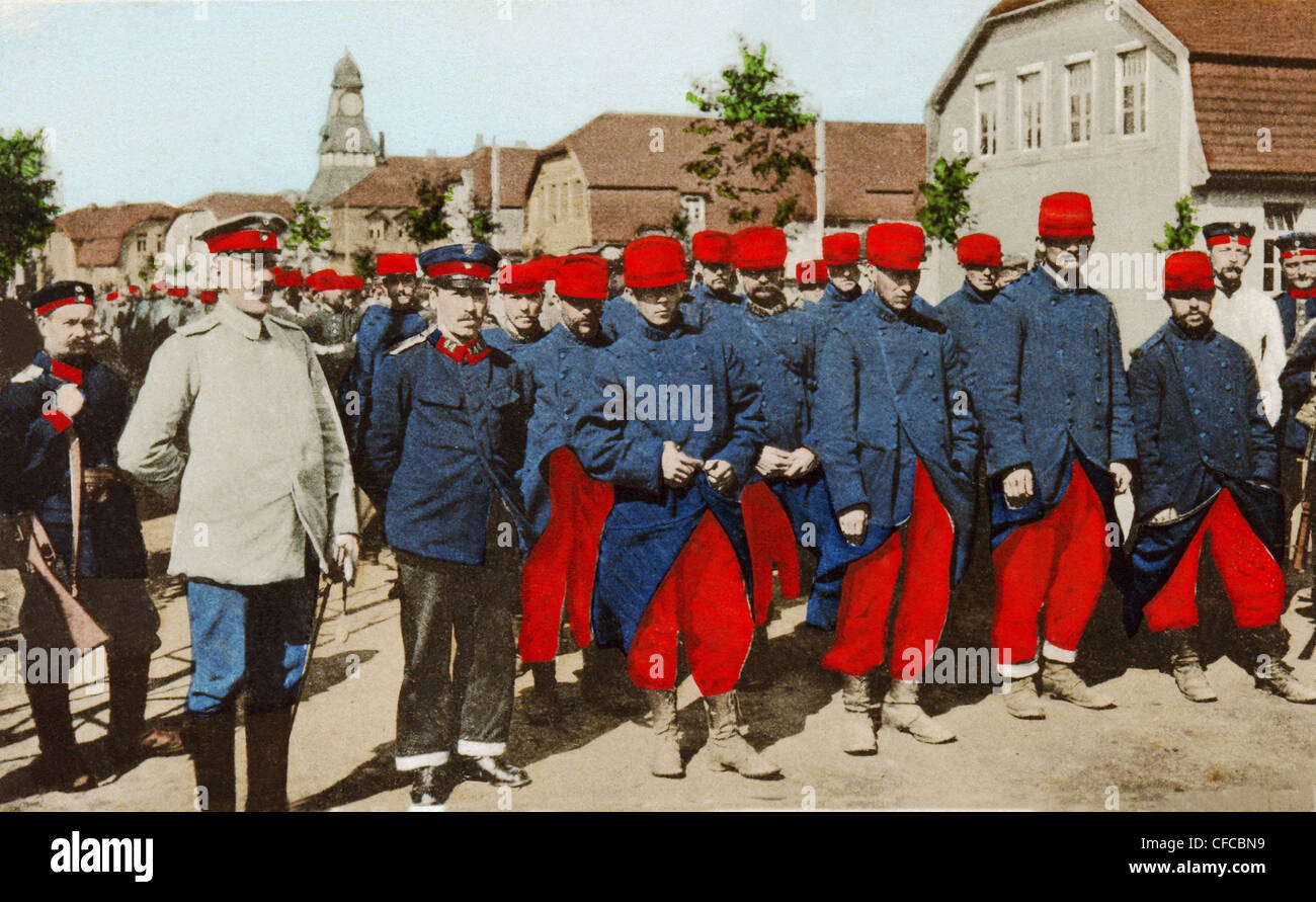 French, prisoners of war, German army camp, Ohrdruff, Thüringen, German, soldiers, army, military, World War I, War, World War, Stock Photo
