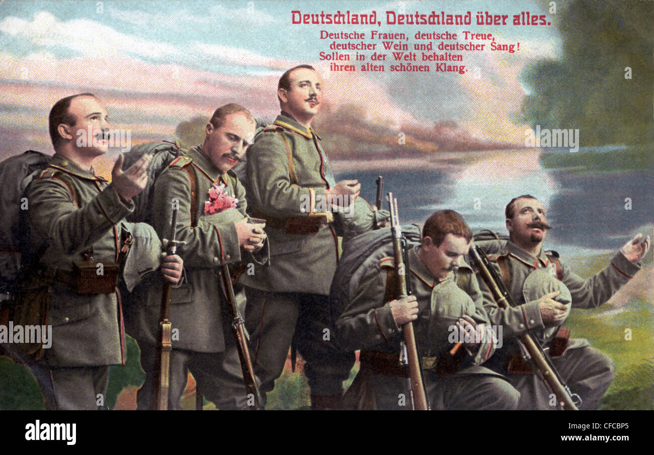 Germany, Germany above all, group, German, soldiers, army, military, guns, reverent, World War I, War, World War, Europe, 1914-1 Stock Photo