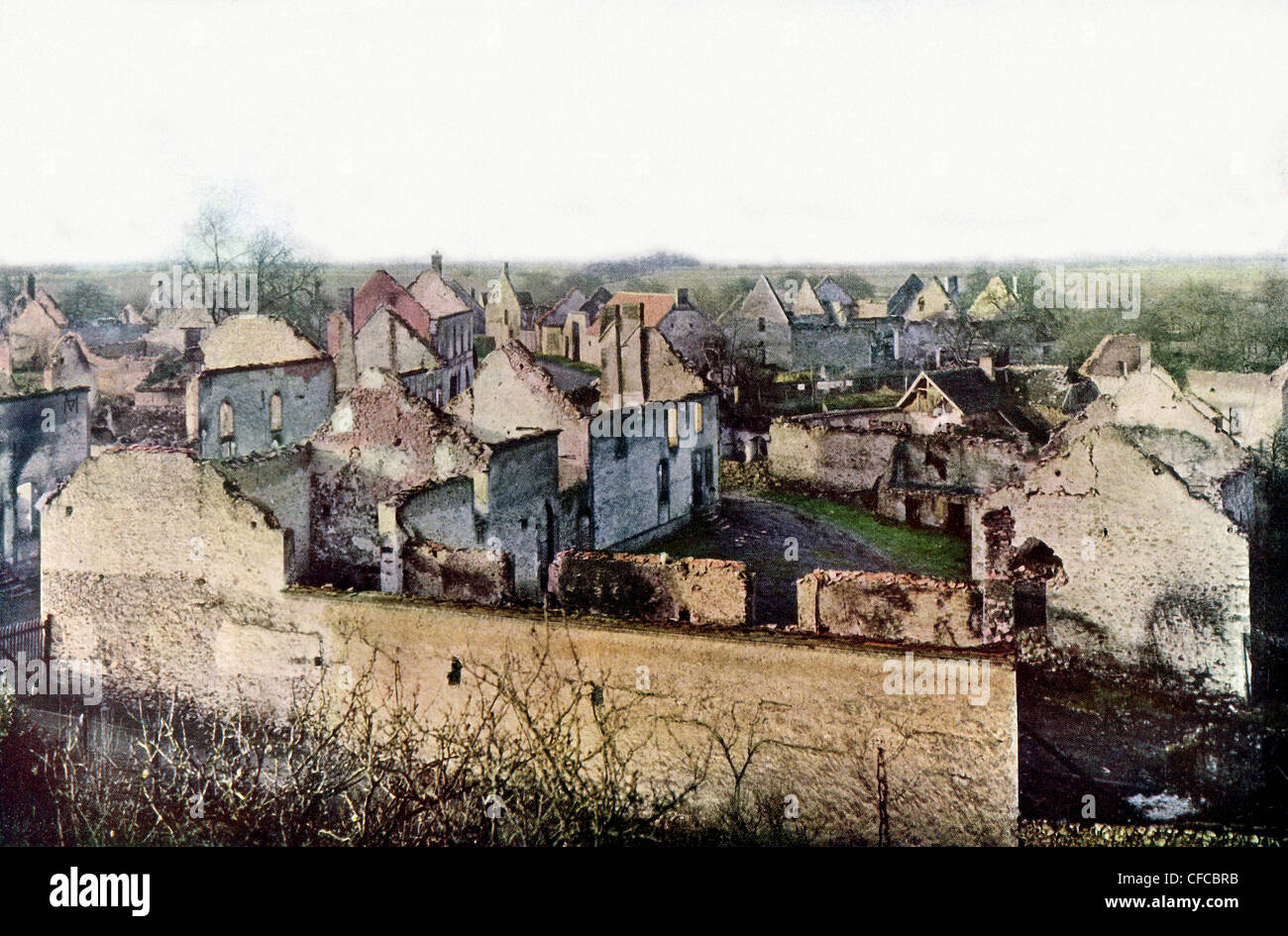 Ruins, damaged, village, Châtillon-sur-Morin, Esternay, Battle, Marne, Western Front, World War I, War, World War, Europe, 1914- Stock Photo