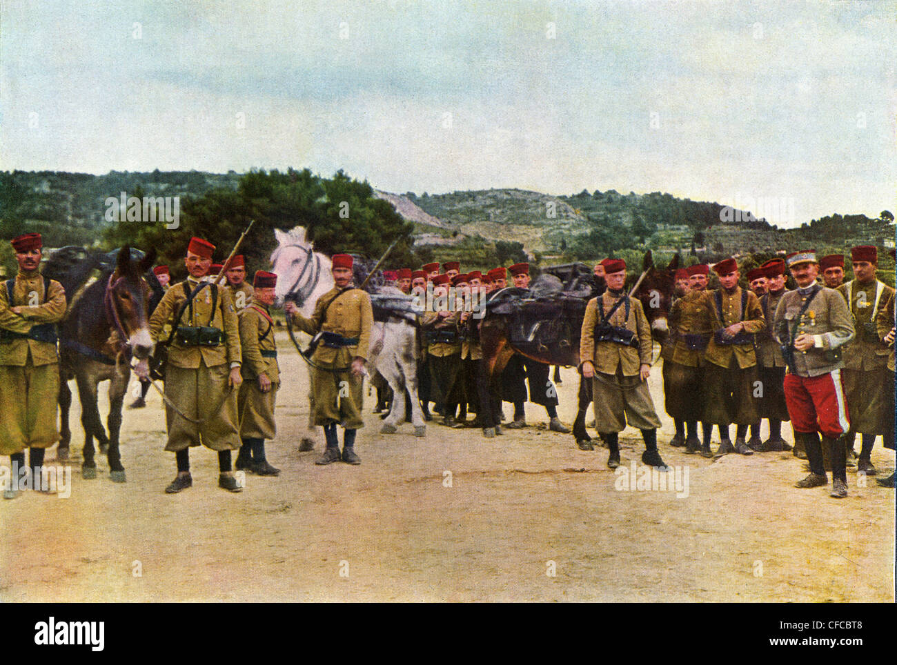 Moroccan, riflemen, French, officer, battle, Marne, Western Front, World War I, War, World War, Europe, 1914-1918, France, 1914, Stock Photo