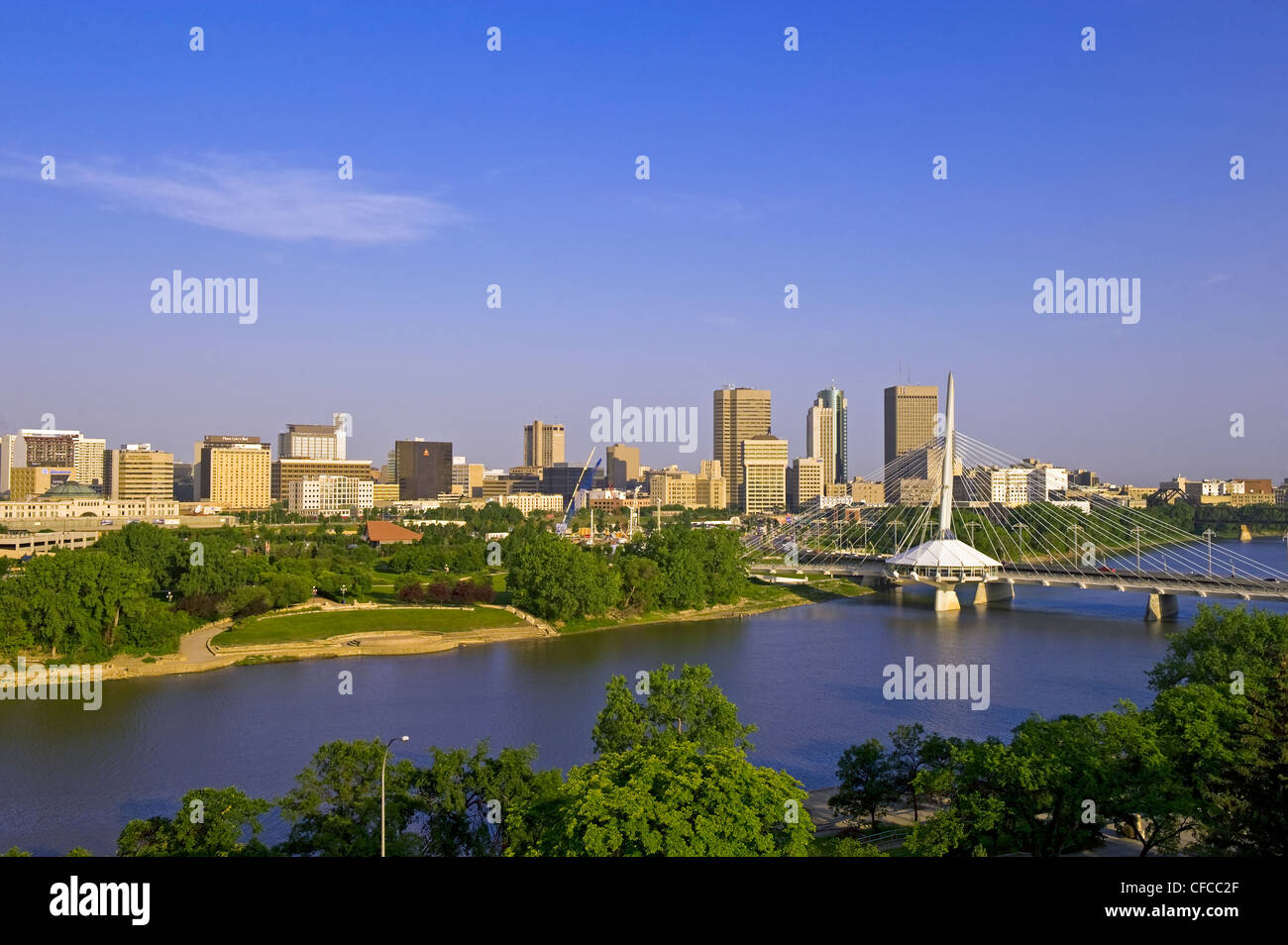 Winnipeg skyline from St. Boniface, Manitoba, Canada Stock Photo Alamy