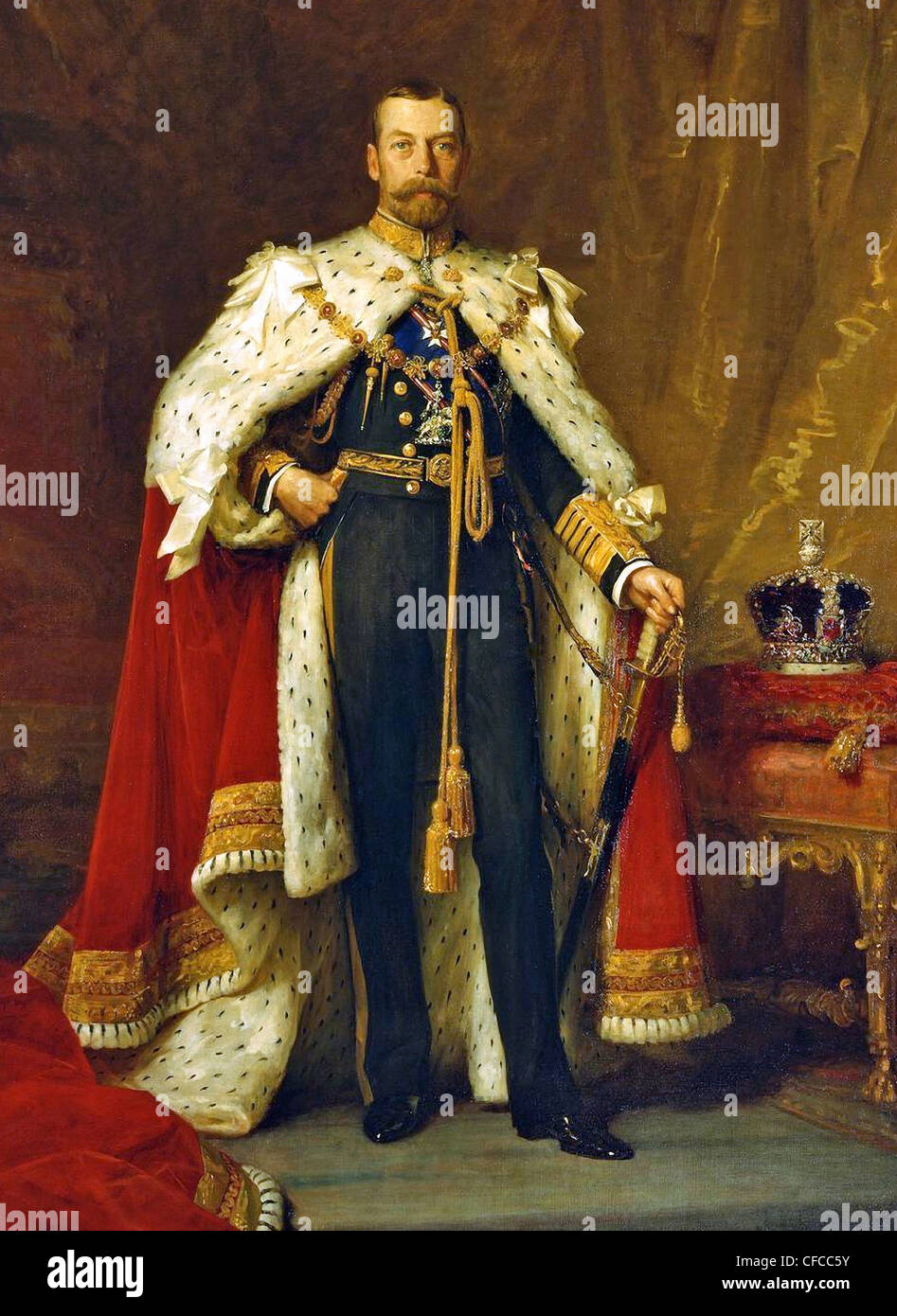 King George V, King, George, coronation robe, Windsor, House of Windsor, Painting, Great Britain, England, 1911, World War I, Wa Stock Photo