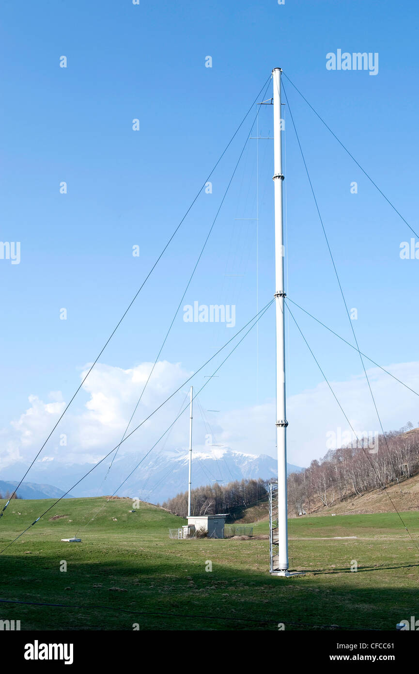 Switzerland, Ticino, Monteceneri, Radio, antenna, communication, pole, meadow Stock Photo