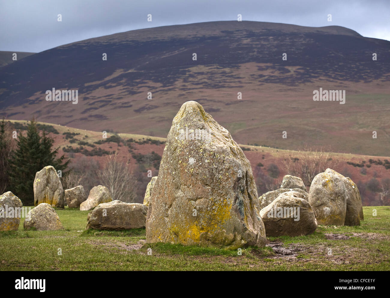Part of the Castlerigg Stone Circle in the Cumbrian Fells, UK. Stock Photo