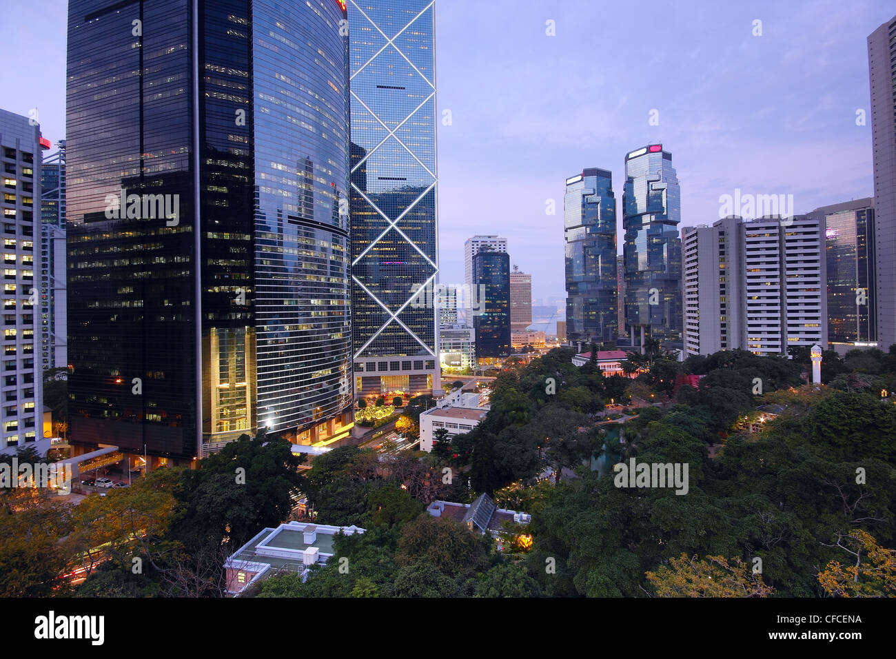 office building at night in hong kong Stock Photo - Alamy