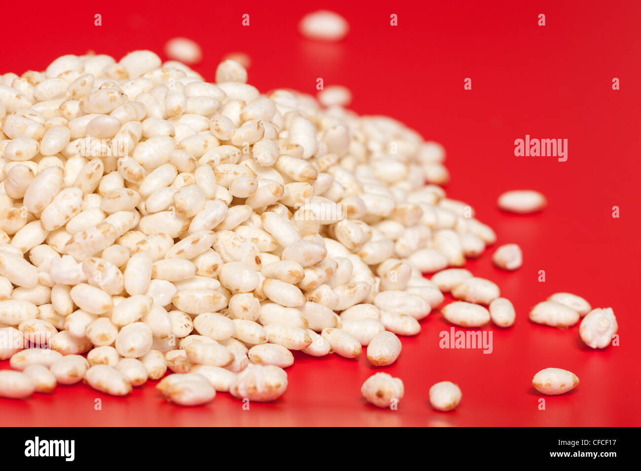 Pile of wholegrain puffed rice Stock Photo